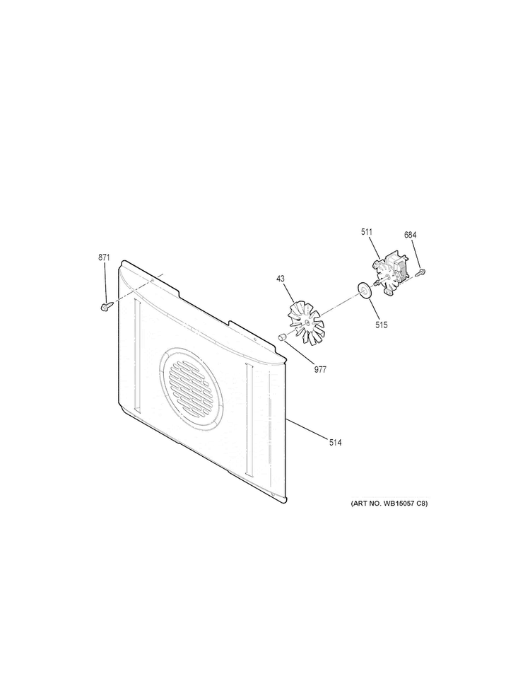 Convection Fan Diagram and Parts List for JB860SJ1SS  General Electric Range