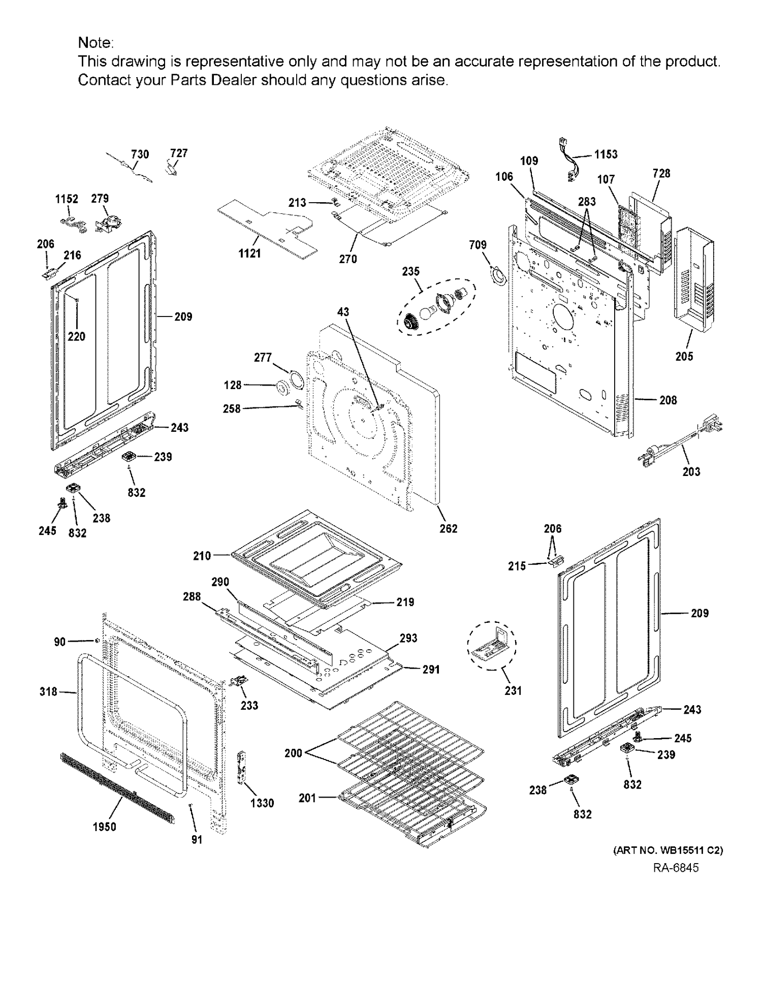 BODY PARTS Diagram and Parts List for CCGS986EEL1DS  General Electric Range