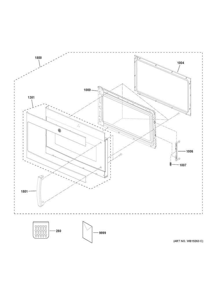 Door Parts Diagram and Parts List for PSA9120SF3SS  General Electric Microwave