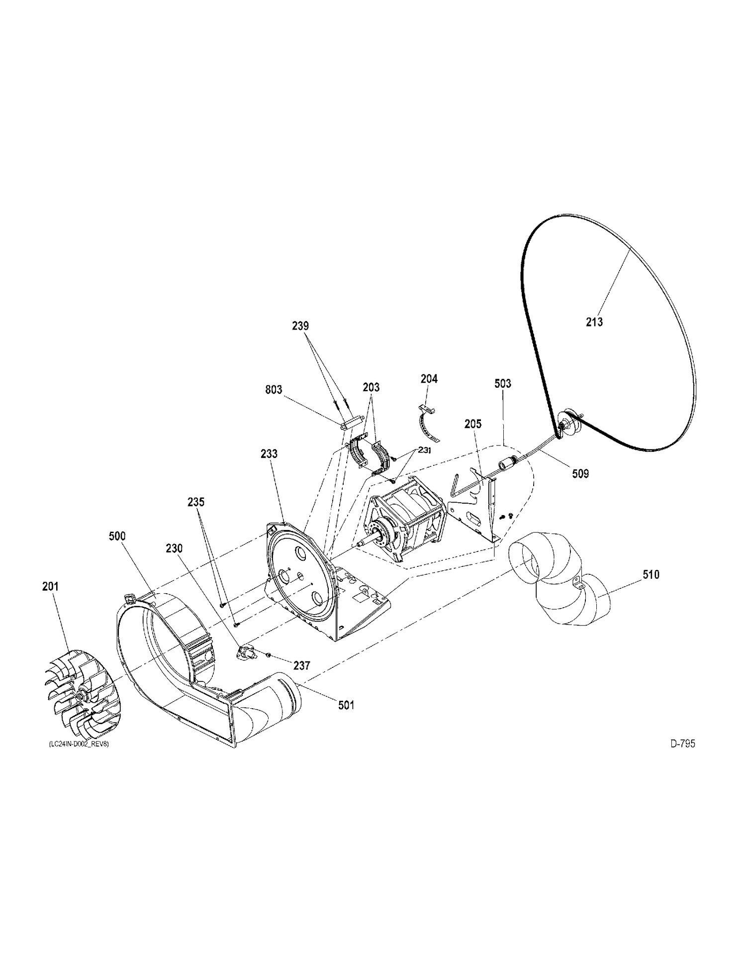 BLOWER-DRIVE Diagram and Parts List for GUAP240EM0WW  General Electric Washer