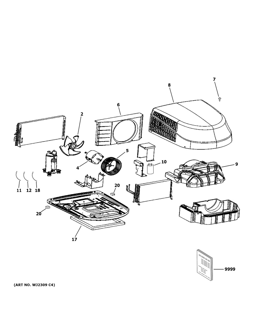 Room Air Conditioner Diagram and Parts List for ARC15AACBL2  General Electric Air Conditioner