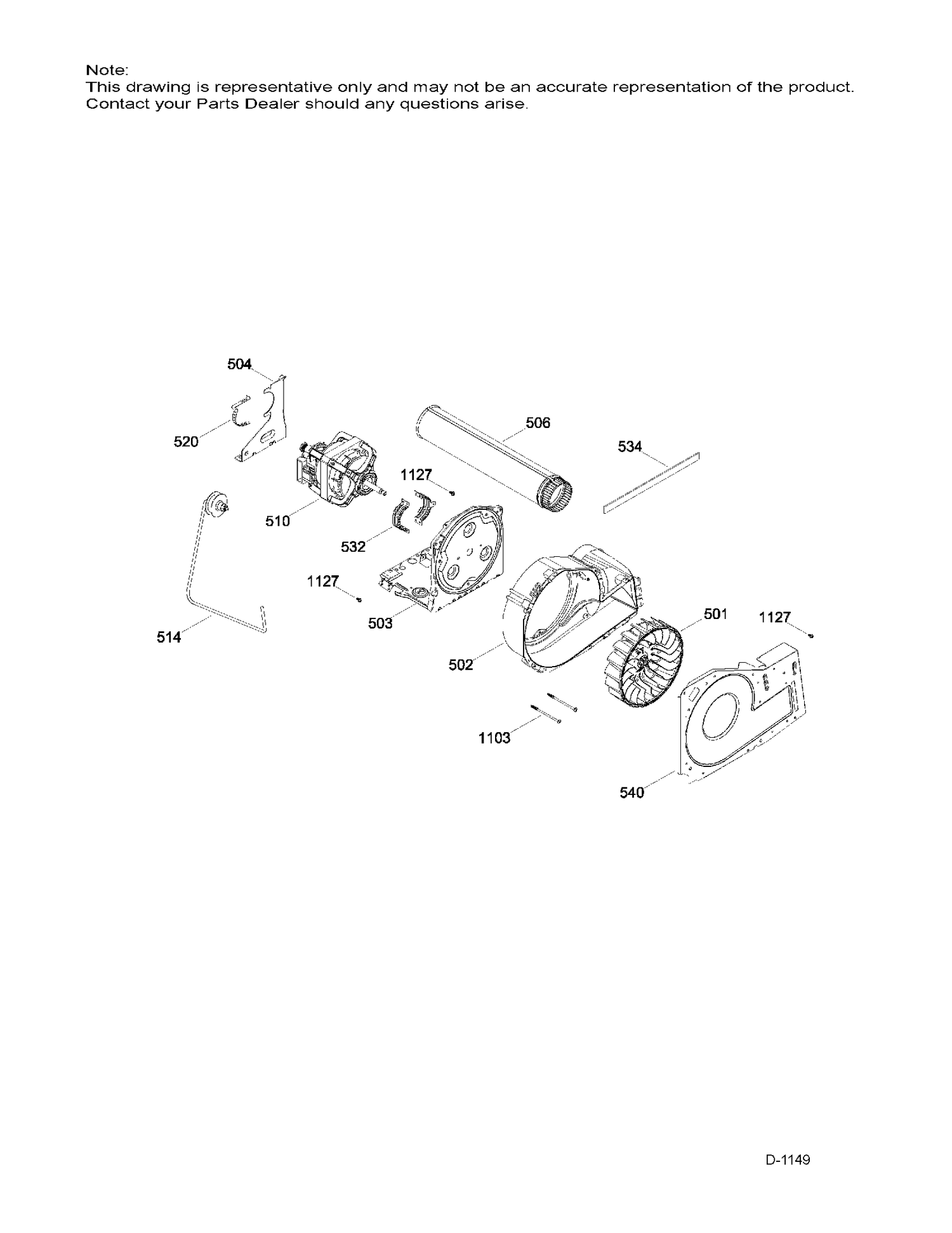 BLOWER & DRIVE ASM Diagram and Parts List for GTX22EBMK0WW  General Electric Dryer