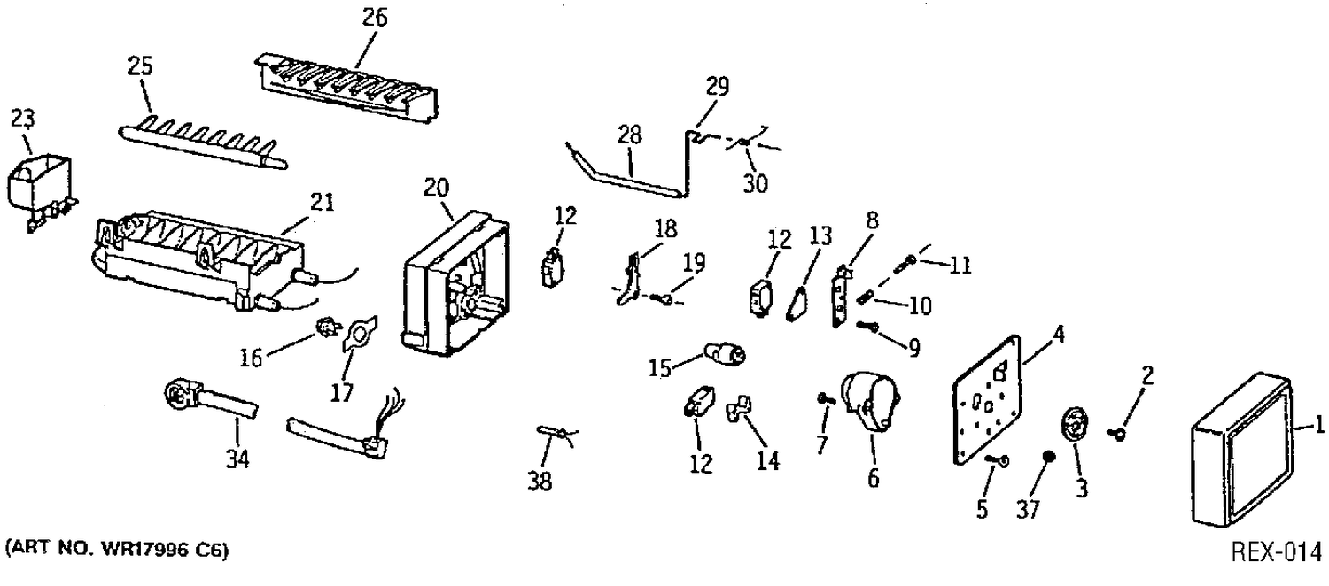 ICE MAKER KIT Diagram and Parts List for 39671  General Electric Refrigerator