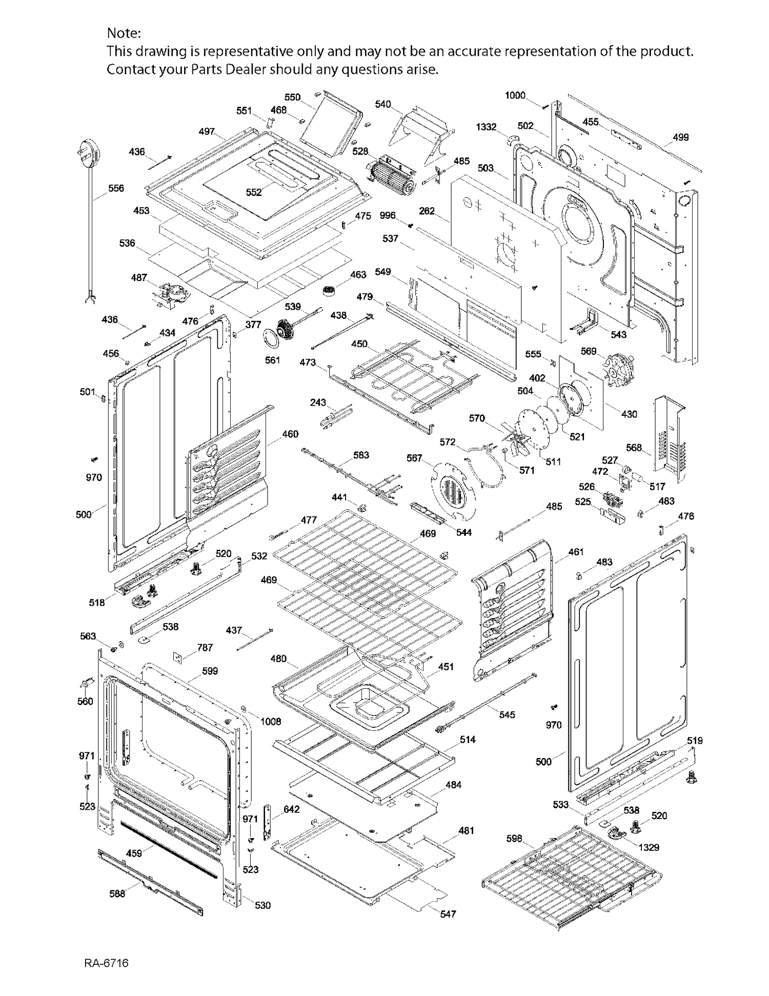 BODY PARTS Diagram and Parts List for PC2S910SEF4SS  General Electric Range