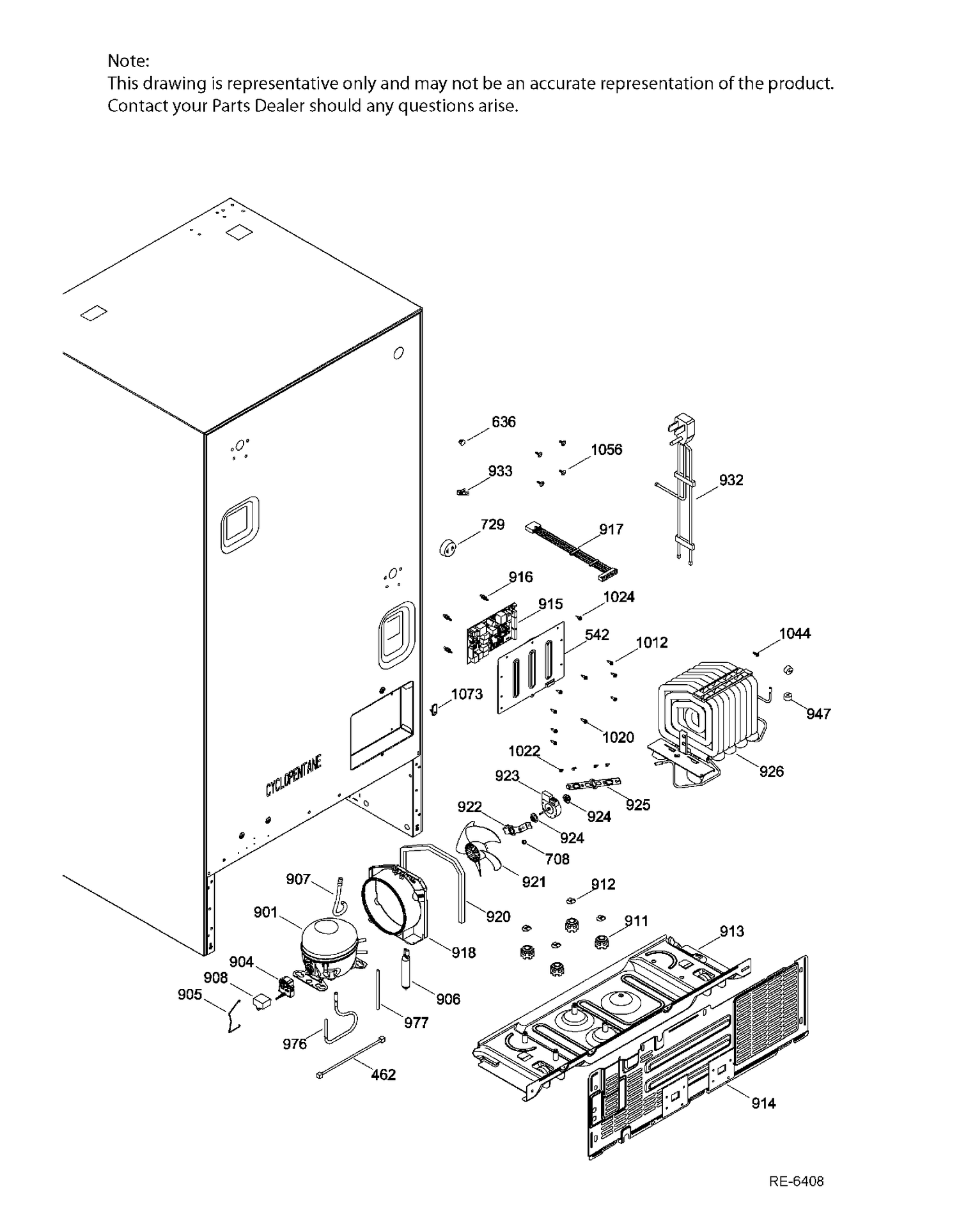 SEALED SYSTEM & MOTHERBOARD Diagram and Parts List for DSRS3KGXGFGS  General Electric Refrigerator