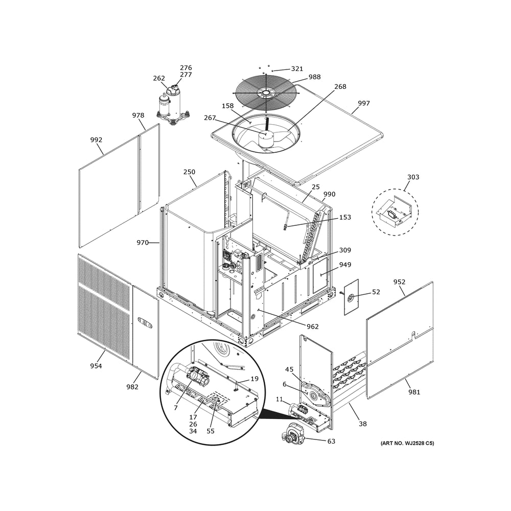 Cabinet (1) Diagram and Parts List for NP15G24VR0720  General Electric Air Conditioner