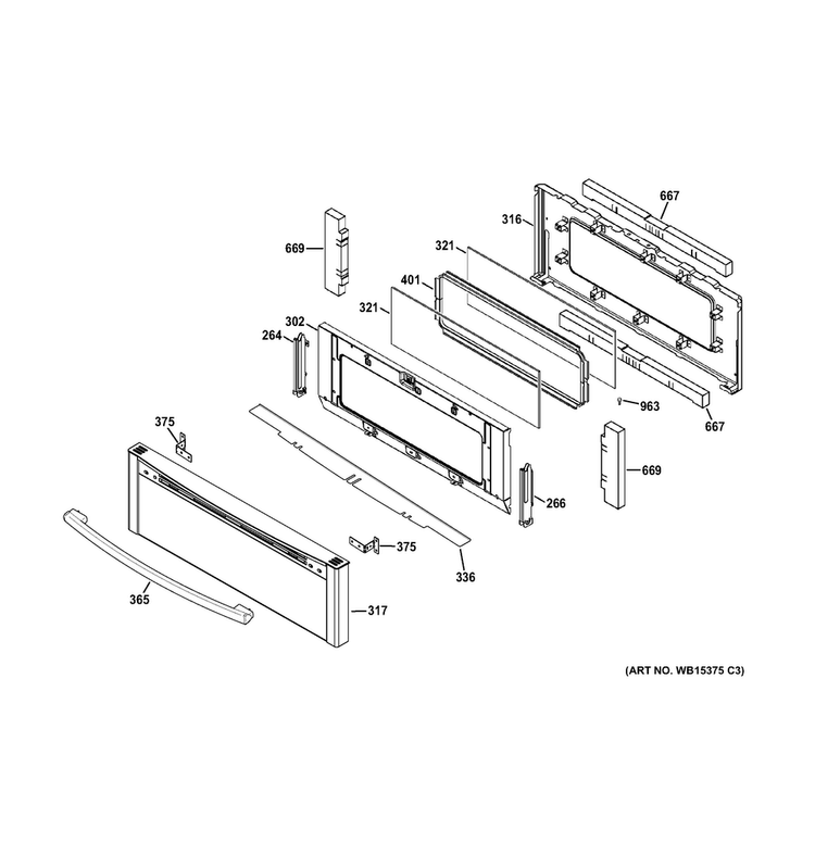 Upper Door Diagram and Parts List for JGB850DEF2WW  General Electric Range