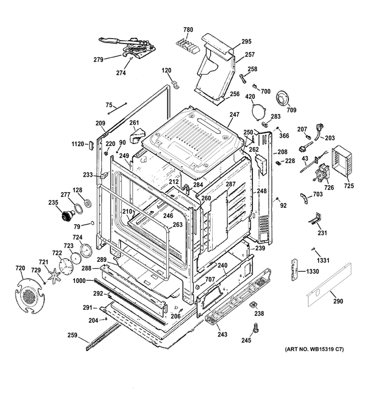 Body Parts Diagram and Parts List for JGB770SEF2SS  General Electric Range