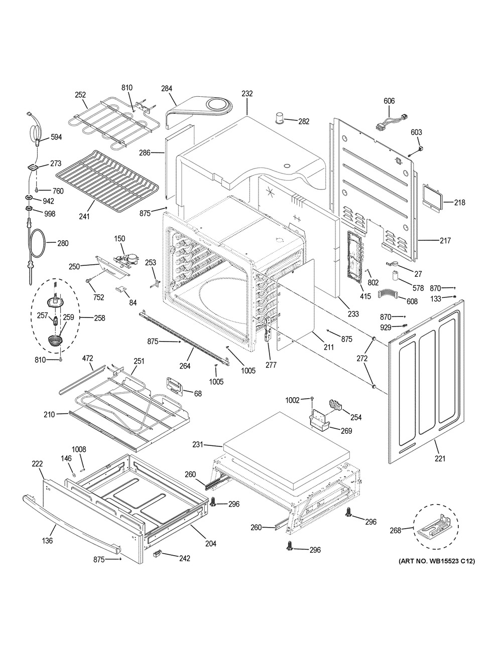 Body Parts Diagram and Parts List for PHS930FL1DS  General Electric Range