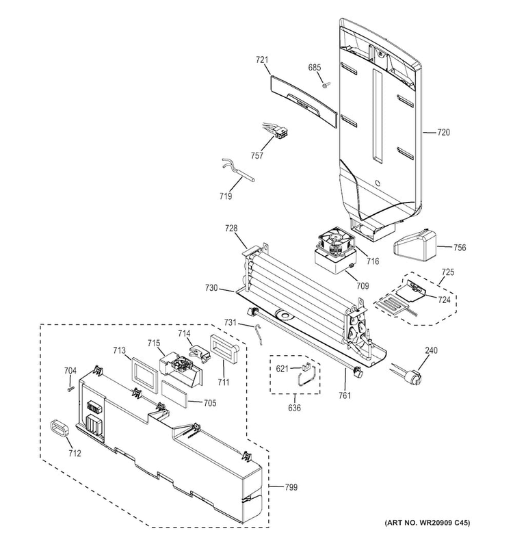 Fresh Food Section Diagram and Parts List for CYE23TSDFSS  General Electric Refrigerator