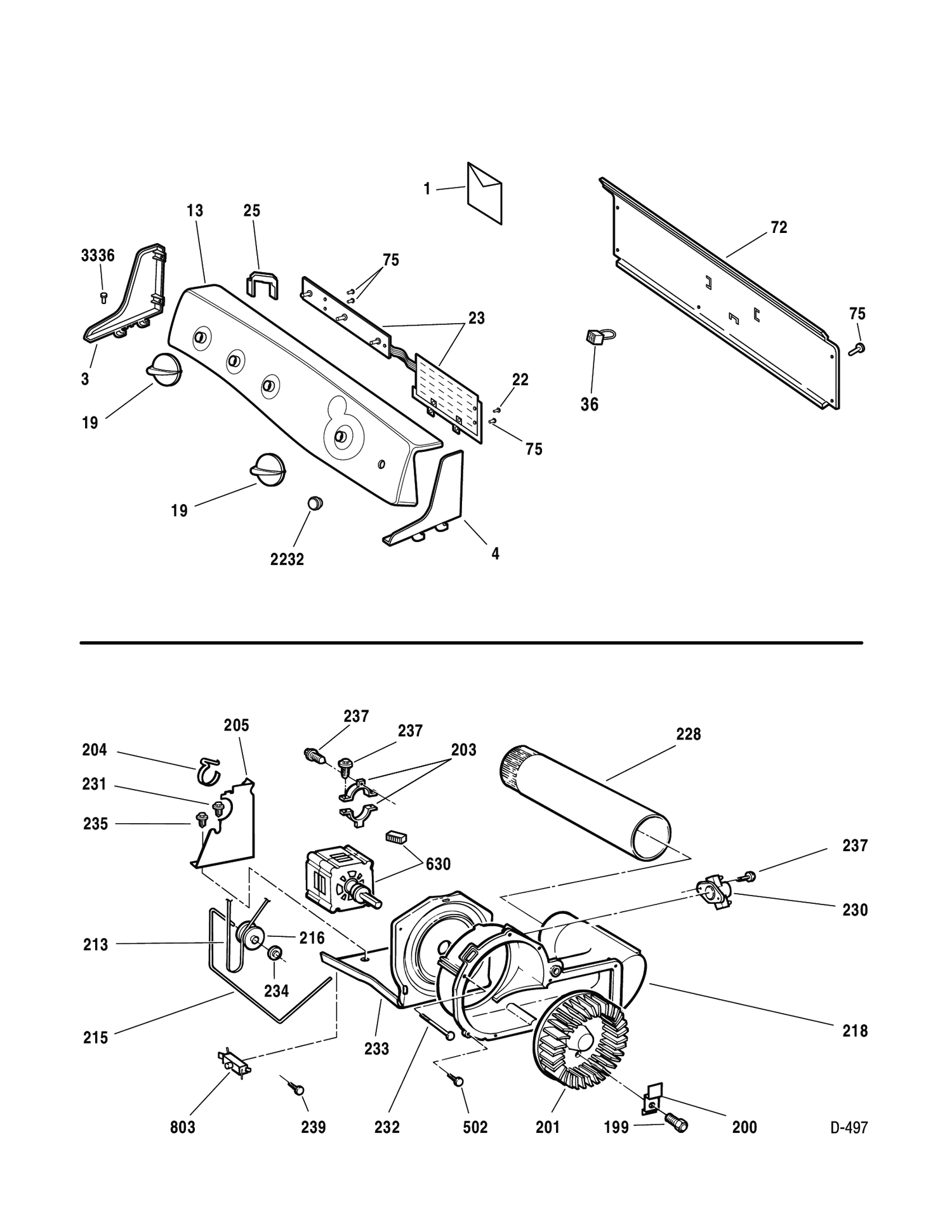 CONTROLS & BLOWER Diagram and Parts List for UPSE810EH0WT  General Electric Dryer