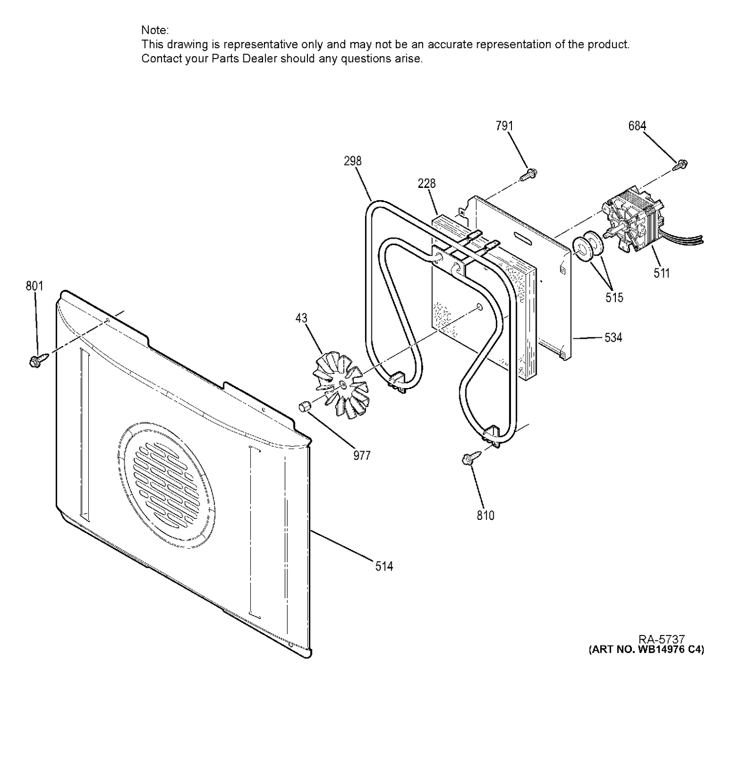 CONVECTION FAN Diagram and Parts List for PCHB920SJ3SS  General Electric Range