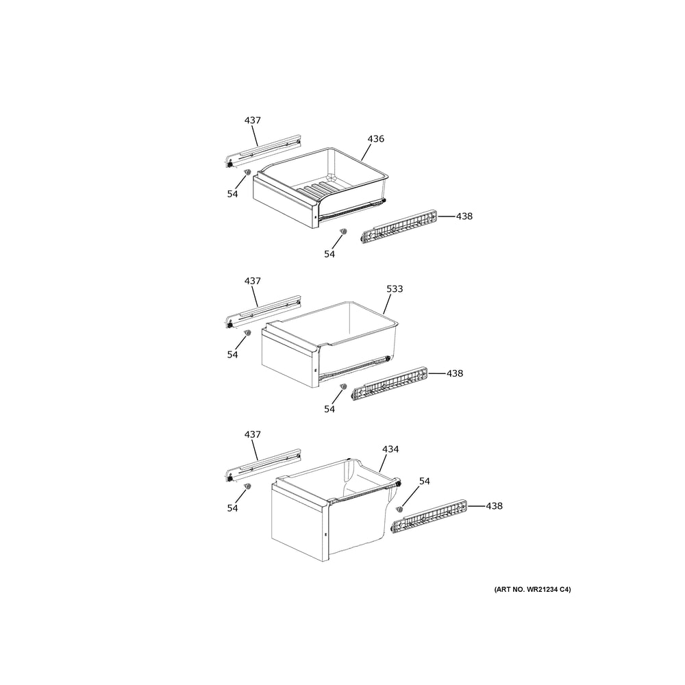 Convertible Shelves 1 Diagram and Parts List for PHD23BYWBFS  General Electric Refrigerator