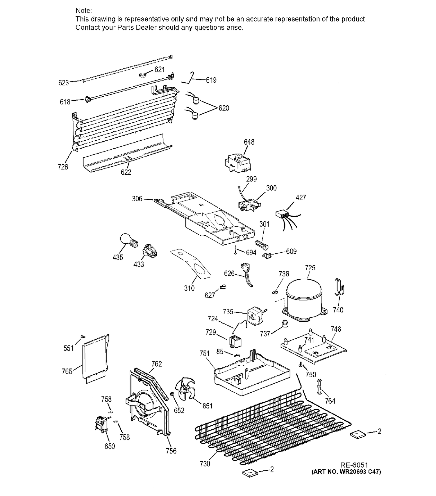 MACHINE COMPARTMENT Diagram and Parts List for HTS17CBDJRWW  General Electric Refrigerator