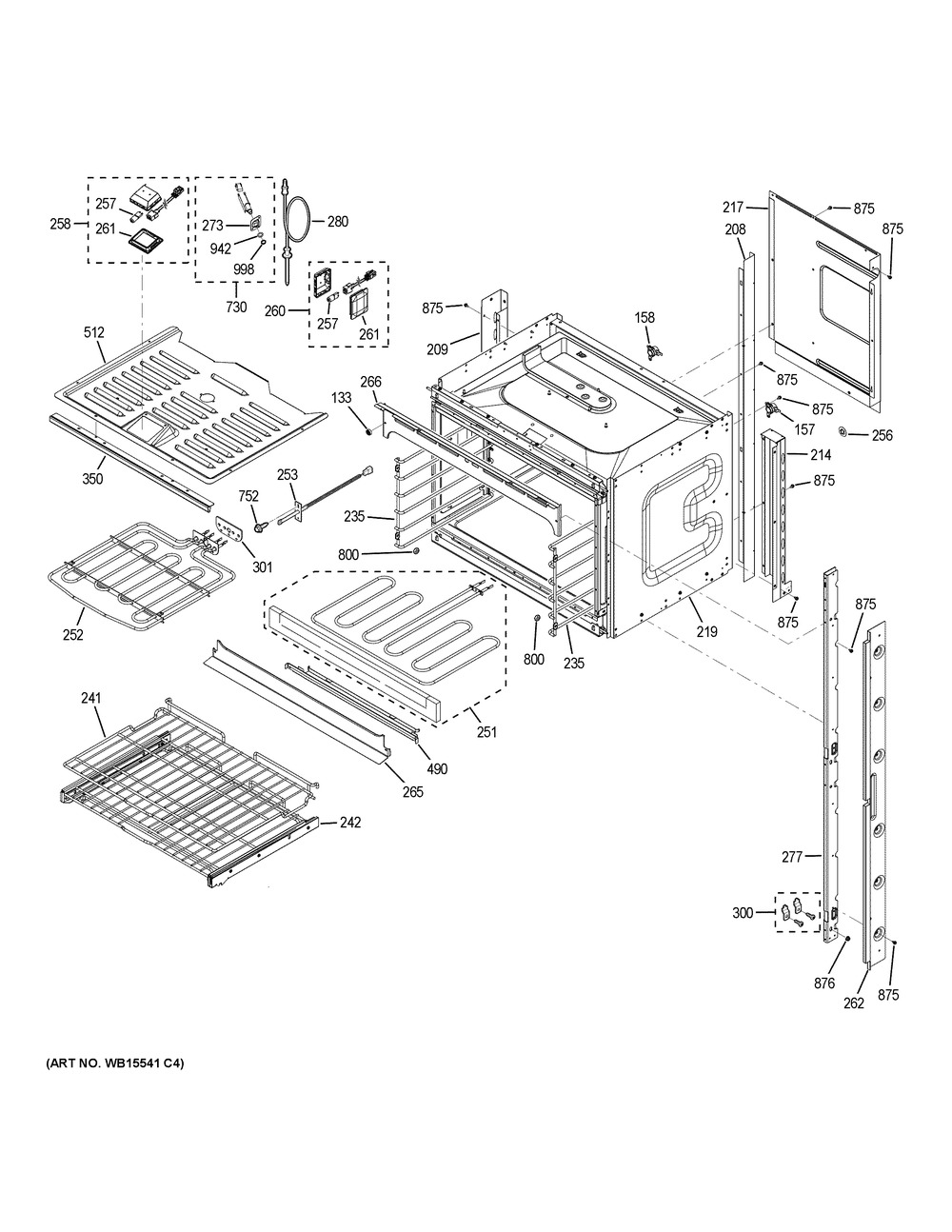 Upper Oven Diagram and Parts List for PT9551BL2TS  General Electric Wall Oven