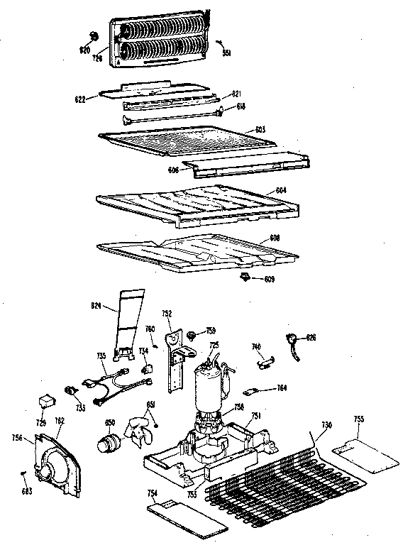 Unit Parts Diagram and Parts List for TBX18KKB  General Electric Refrigerator