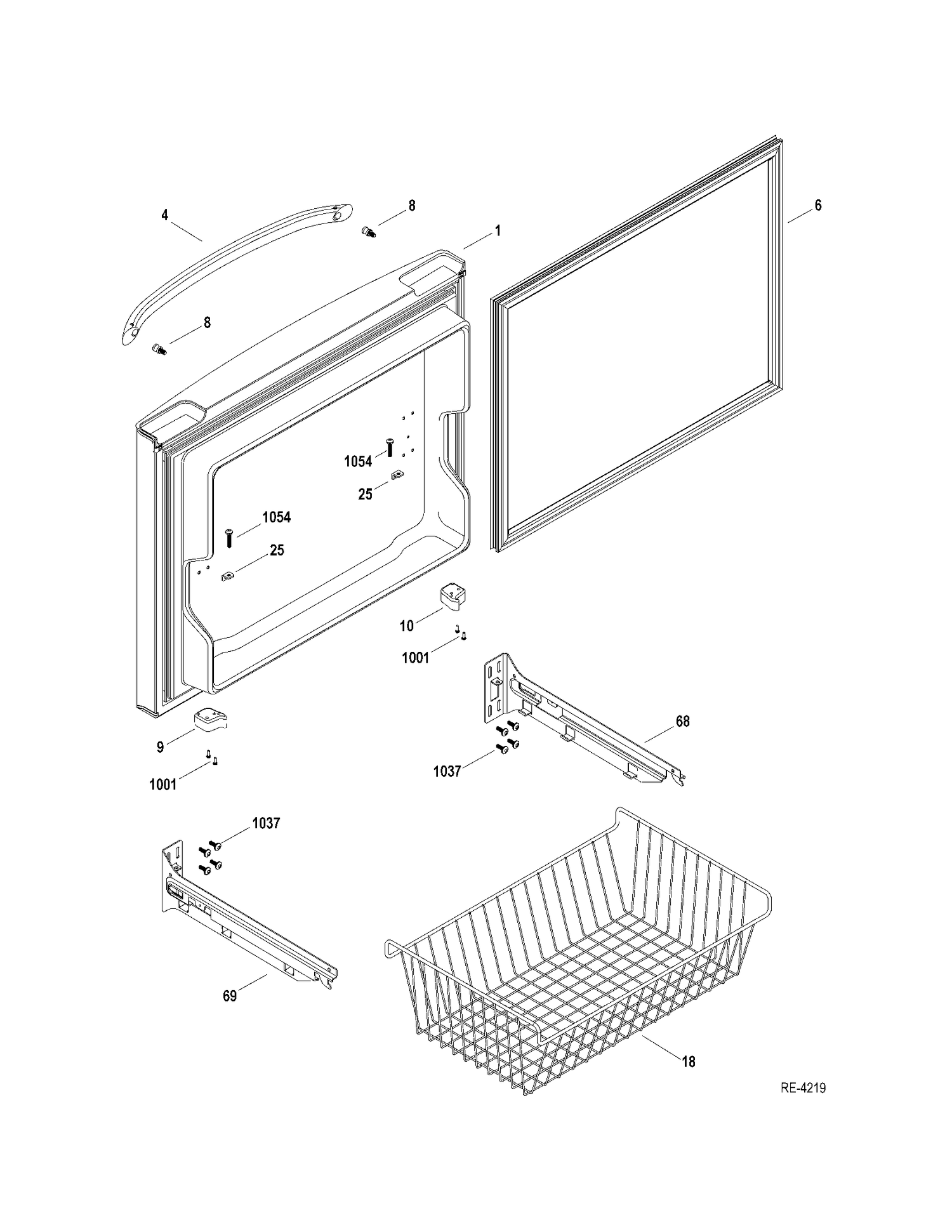FZ DOOR Diagram and Parts List for GFRS2KBYCSS  General Electric Refrigerator