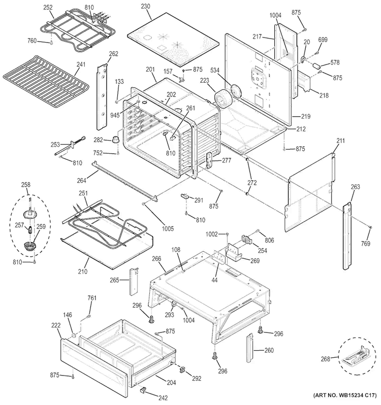 Body Parts Diagram and Parts List for JS750DF2WW  General Electric Range