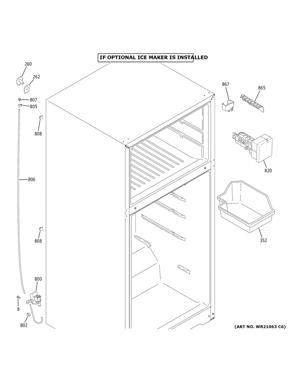Ice Maker Diagram and Parts List for GTE16DTHPRWW  General Electric Refrigerator