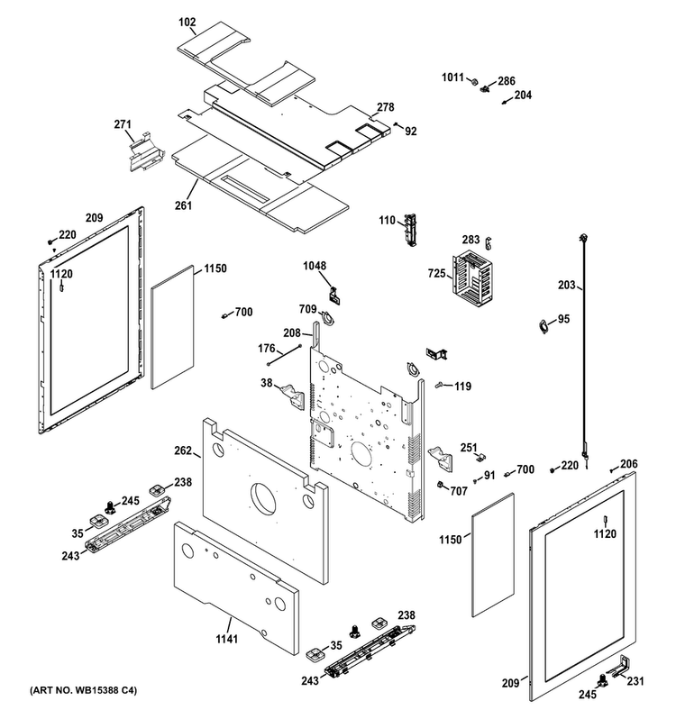 Body Parts Diagram and Parts List for PGB950DEF2WW  General Electric Range