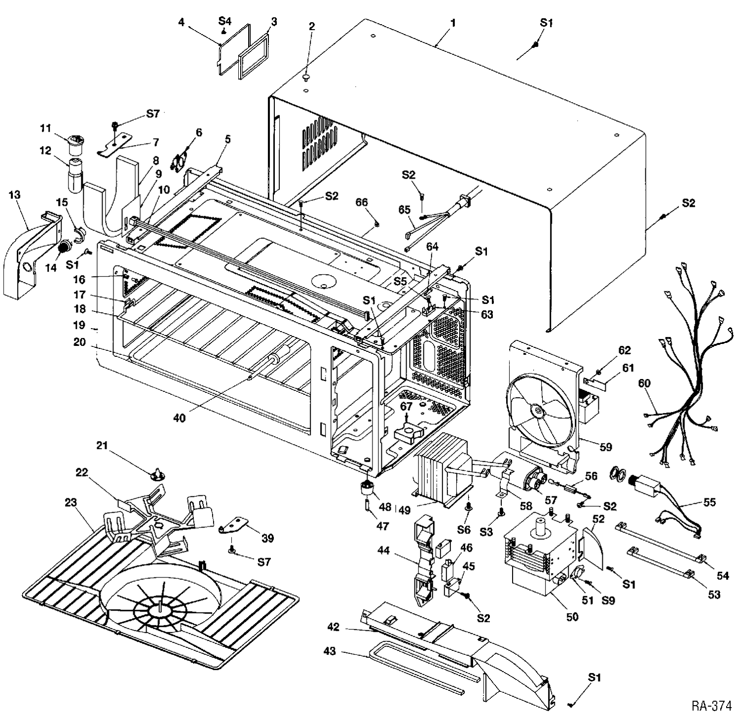 BODY PARTS Diagram and Parts List for JEM31MCL02  General Electric Microwave