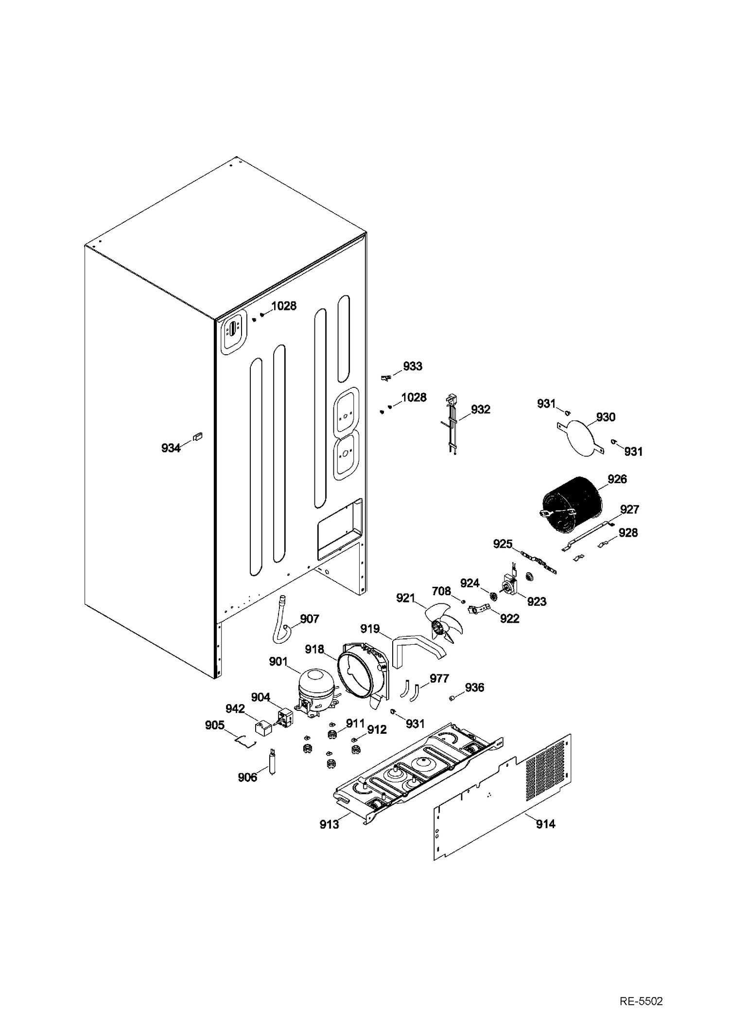 SEALED SYSTEM & MOTHERBOARD Diagram and Parts List for GBR20DSEARBS  General Electric Refrigerator