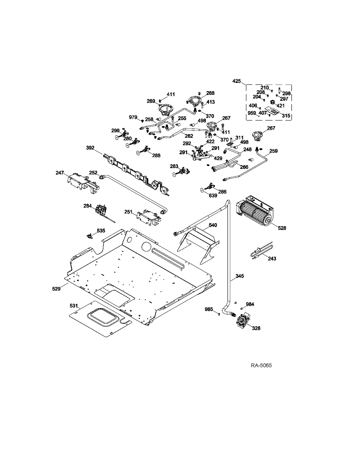 GAS & BURNER PARTS Diagram and Parts List for CC2S985SET2SS  General Electric Range