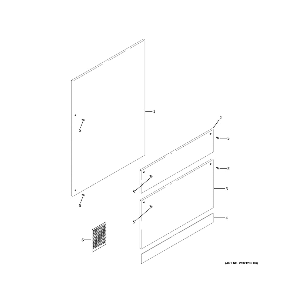 Door Panel Kit Diagram and Parts List for ZK3SN364WBRH  General Electric Refrigerator