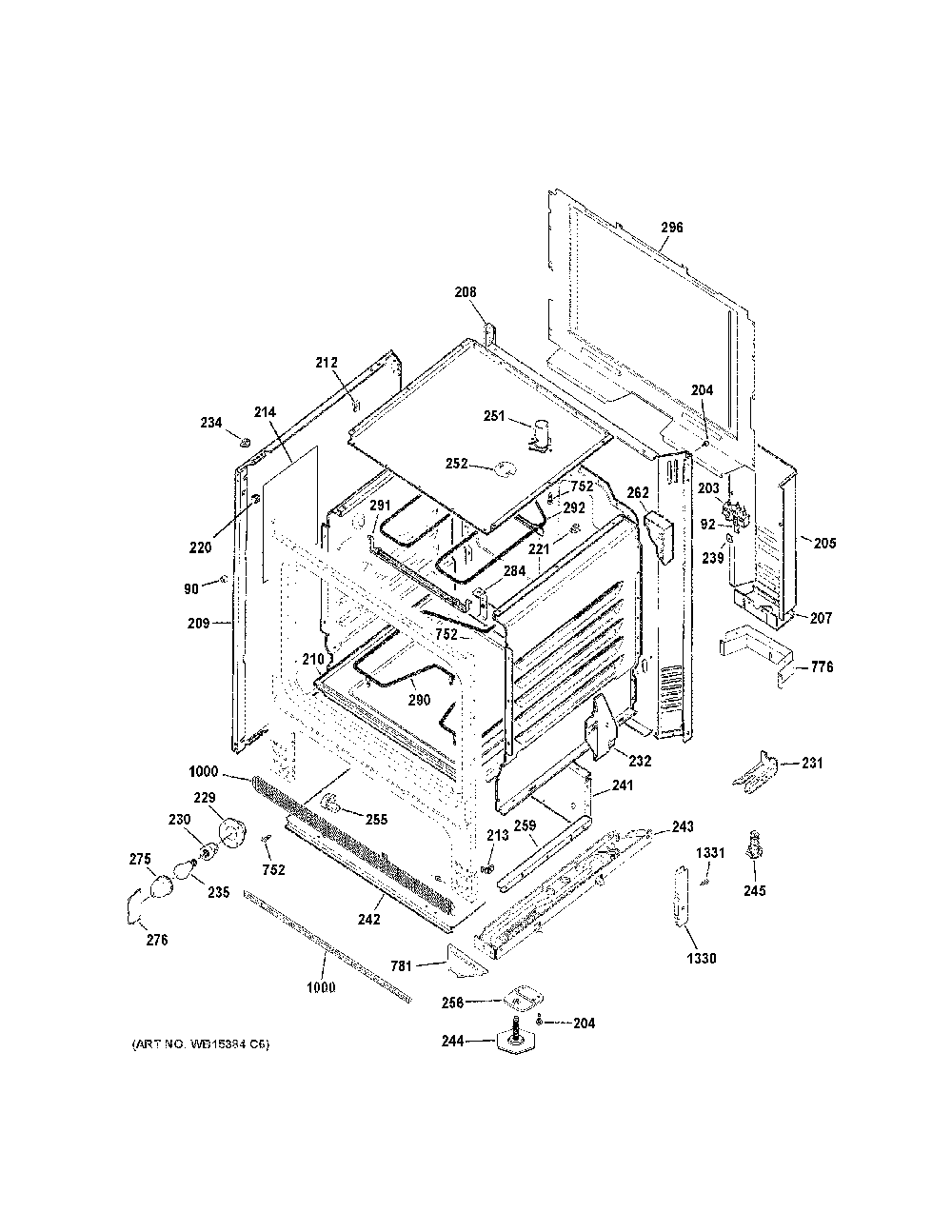 Body Parts Diagram and Parts List for JBS460DM4BB  General Electric Range