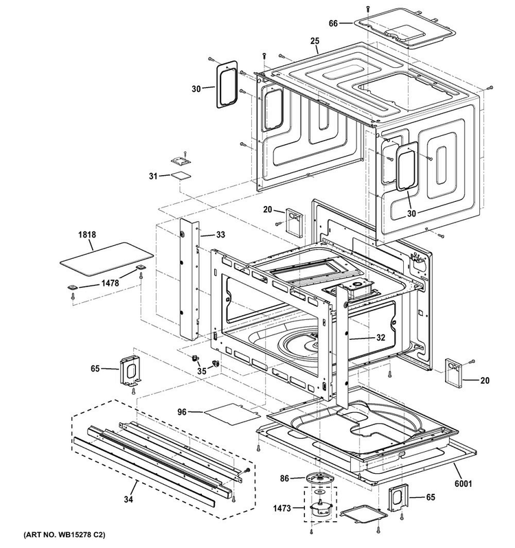 Oven Cavity Parts Diagram and Parts List for PSB9240SF3SS  General Electric Microwave