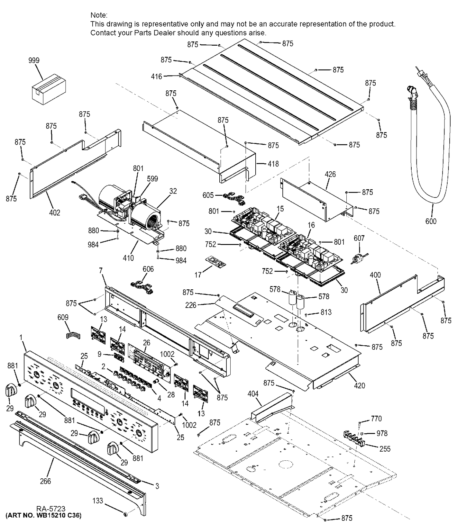 CONTROL PANEL Diagram and Parts List for ZET2PH1SS  General Electric Range