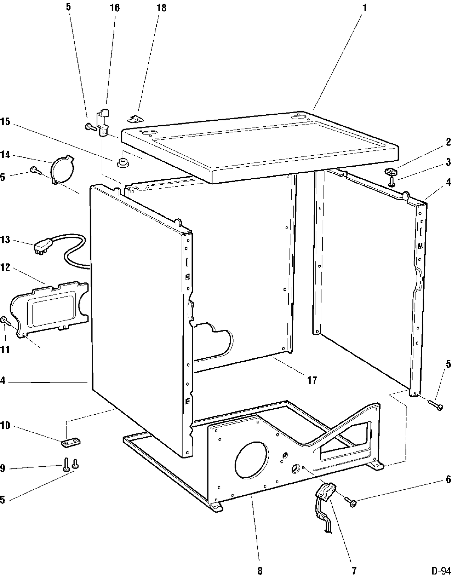 CABINET Diagram and Parts List for 62148418  General Electric Dryer