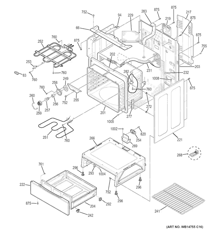 Body Parts Diagram and Parts List for JBS60DF3WW  General Electric Range
