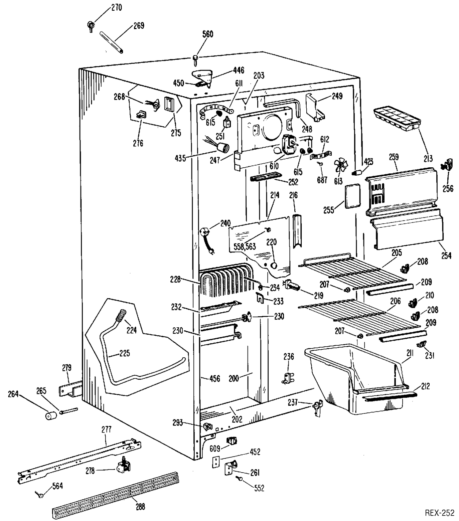 FREEZER SECTION Diagram and Parts List for TFXC22KLL  General Electric Refrigerator