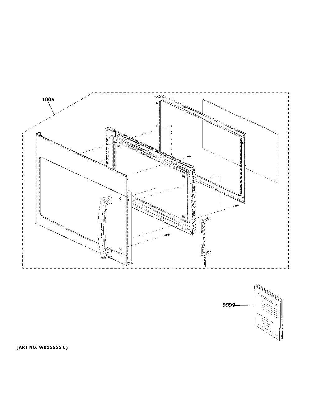 Door Parts Diagram and Parts List for JNM3184DP8BB  General Electric Microwave