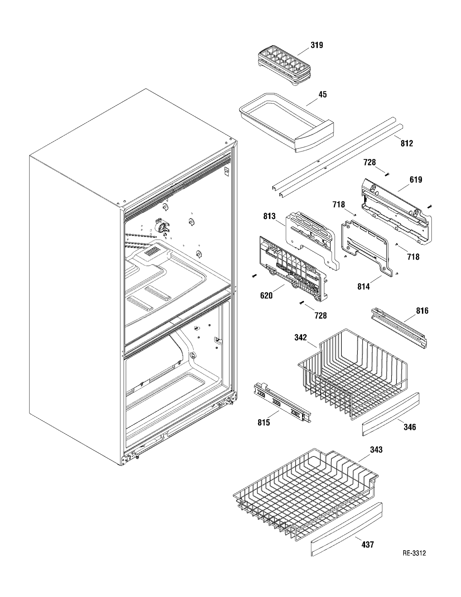 FZ SHELVES Diagram and Parts List for PFRS5NBXASS  General Electric Refrigerator