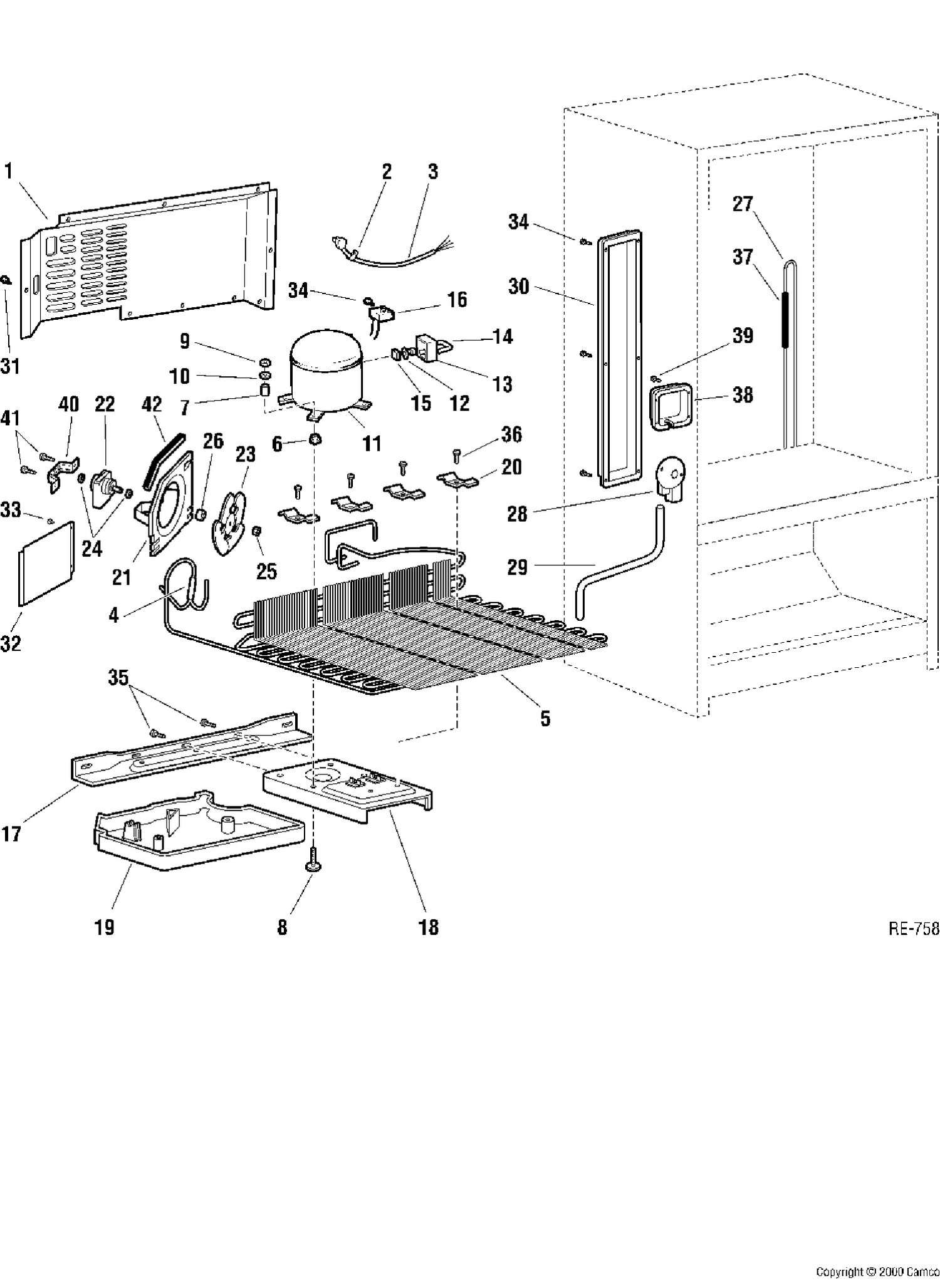 SYSTEM GROUP 2 Diagram and Parts List for TCX18PADBBB  General Electric Refrigerator