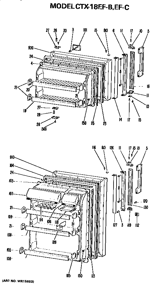 Doors Diagram and Parts List for CTX18EFB  Hotpoint Refrigerator