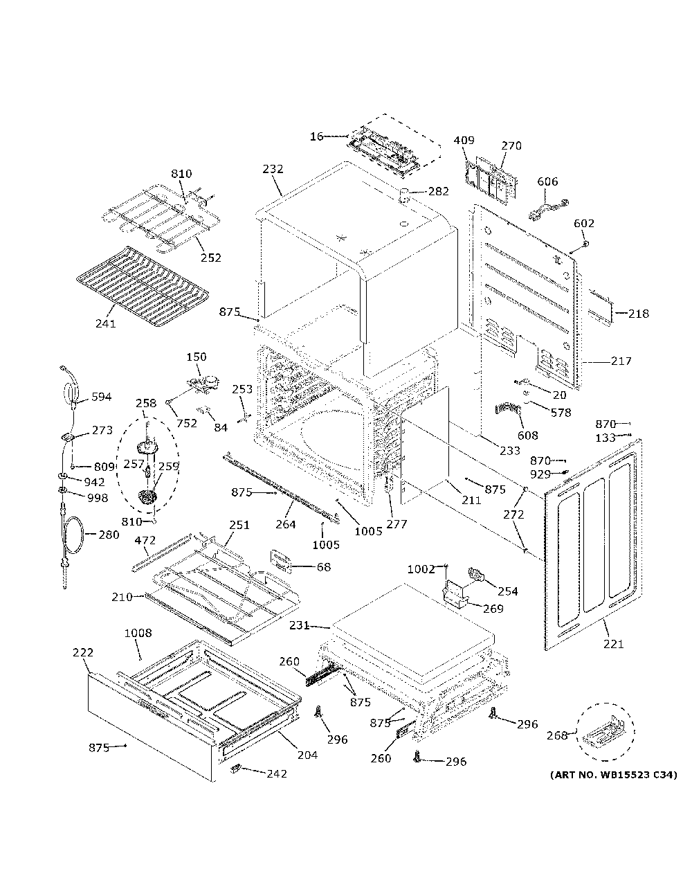 Body Parts Diagram and Parts List for CES700M2N3S5  General Electric Range