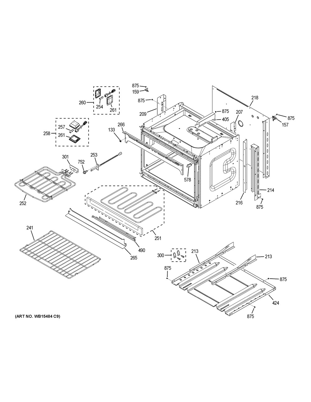 Lower Oven Diagram and Parts List for JT5500FM1DS  General Electric Wall Oven