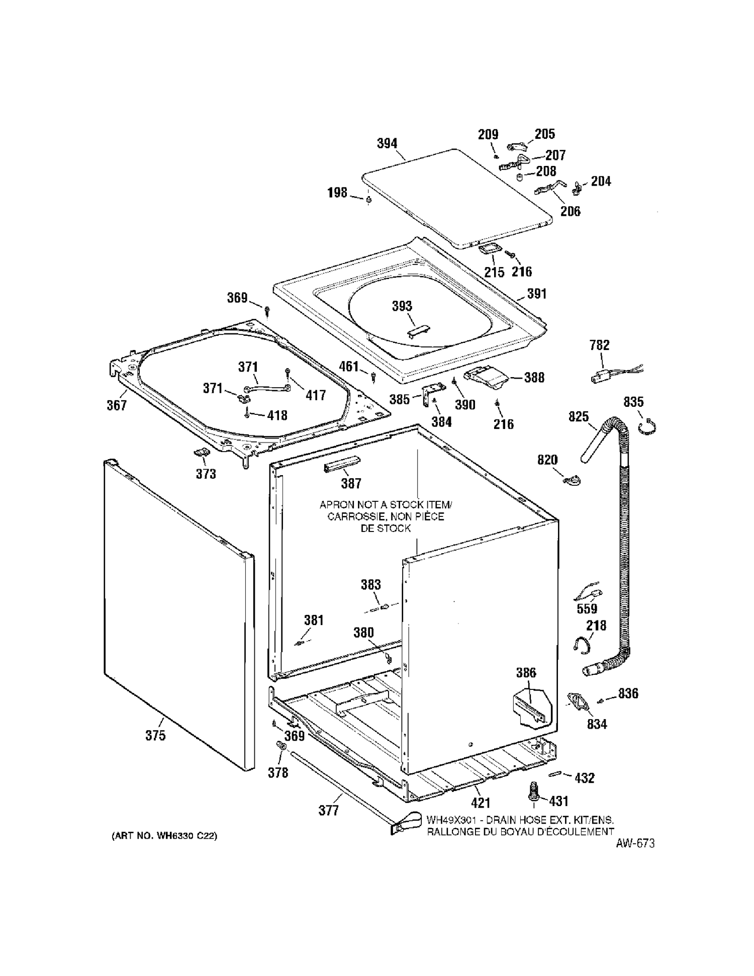 CABINET & COVER Diagram and Parts List for MNSR1090H2WW  General Electric Washer