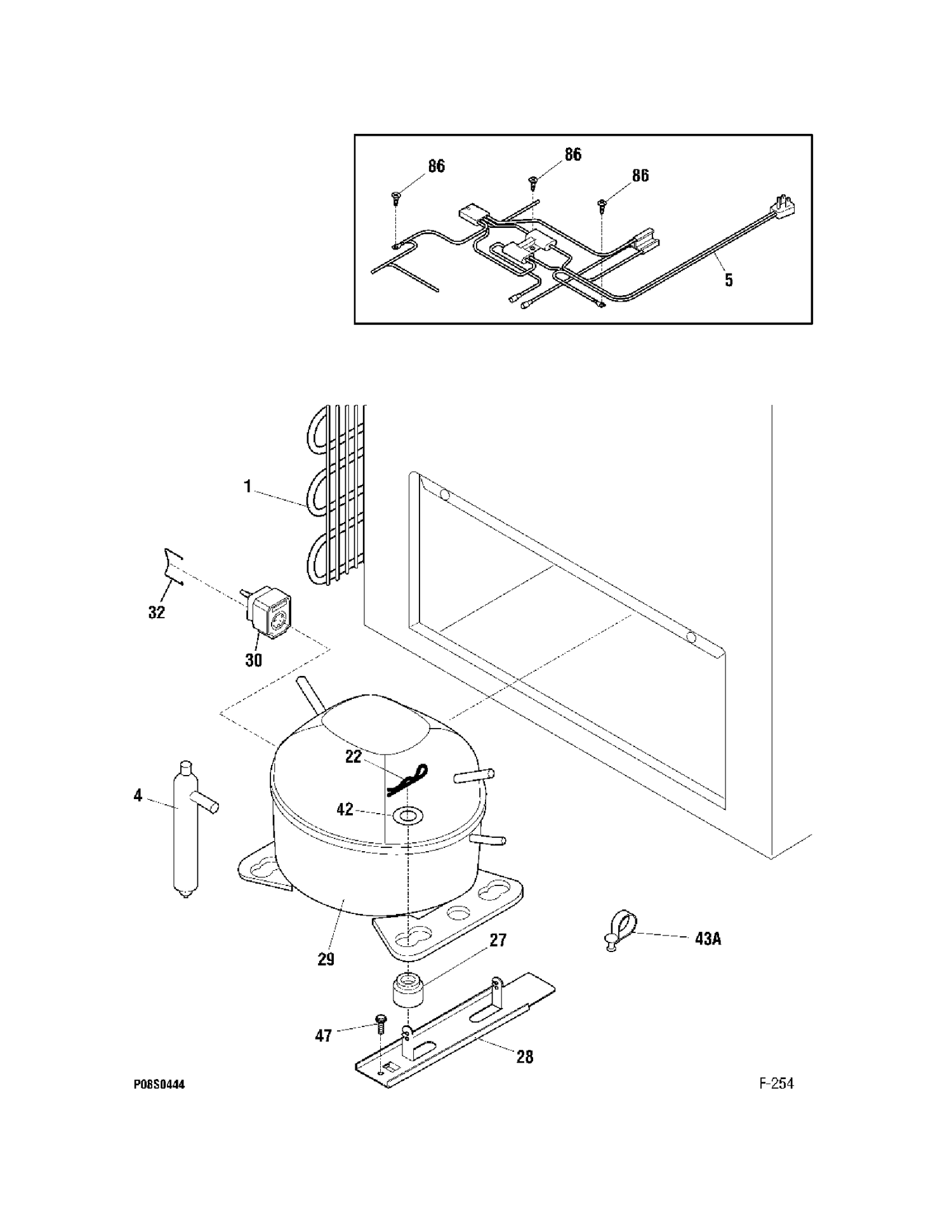SYSTEM PARTS Diagram and Parts List for FCM20SUCWWC  General Electric Freezer