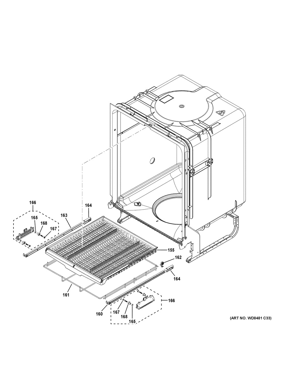 Body Parts 2 Diagram and Parts List for GDF630PSM0SS  General Electric Dishwasher