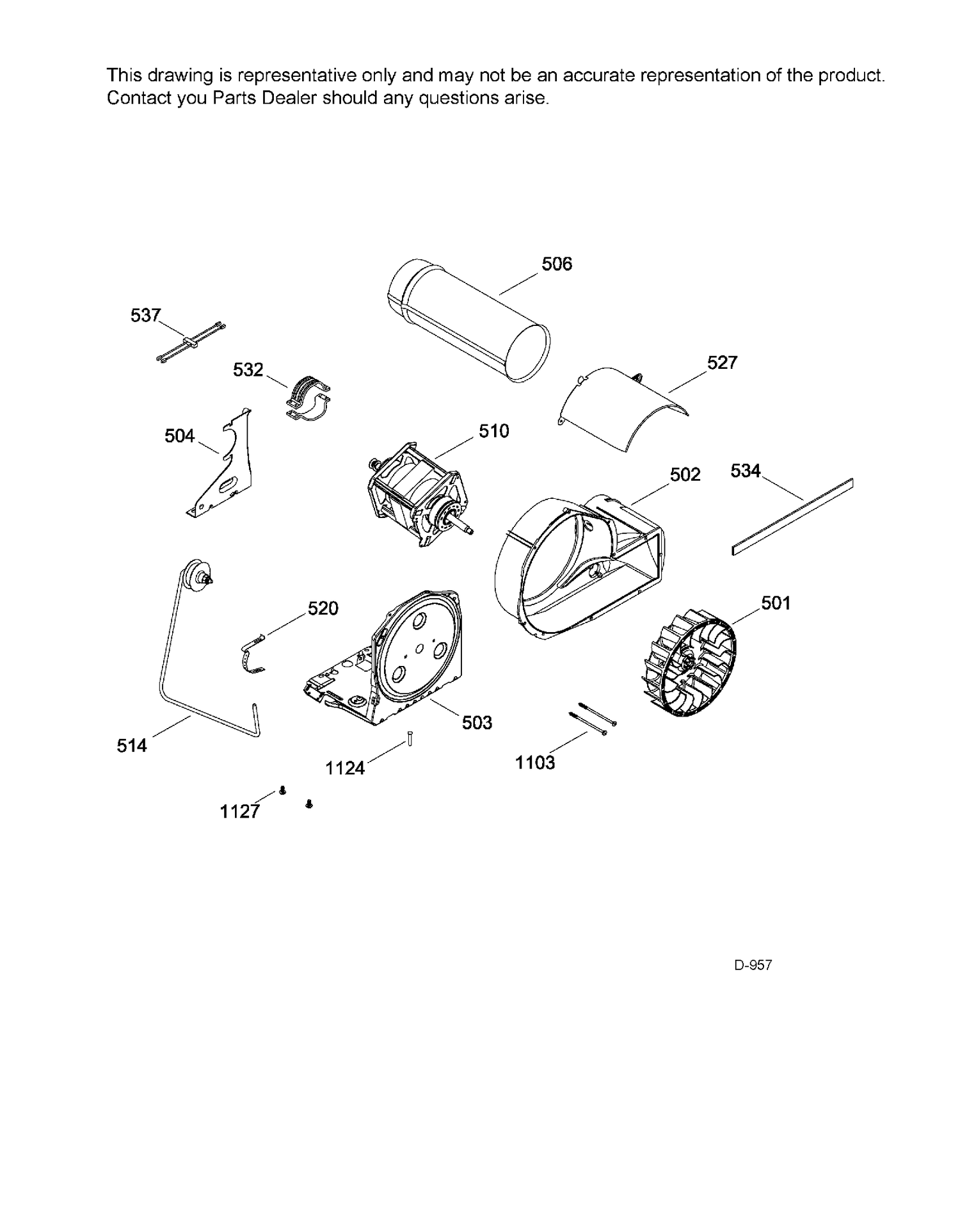 BLOWER & DRIVE Diagram and Parts List for GFMS150ED1WW  General Electric Dryer