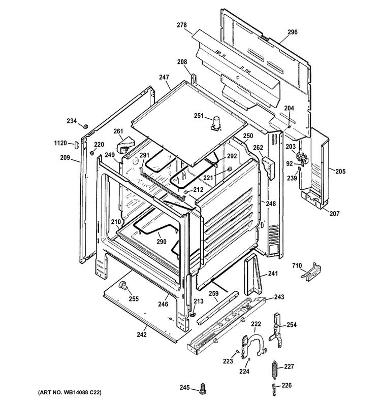 Body Parts Diagram and Parts List for RB525DD1BB  Hotpoint Range