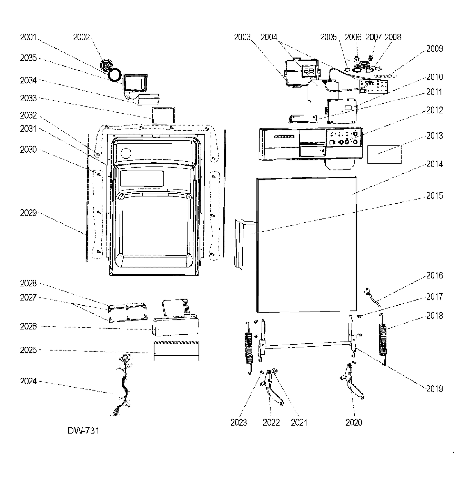 DOOR PARTS Diagram and Parts List for GSM1800V00BB  General Electric Dishwasher