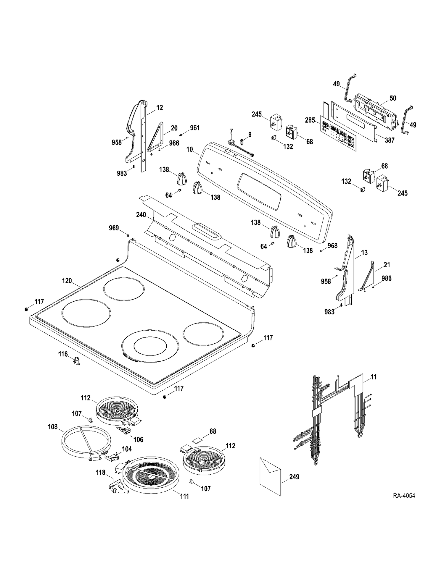 CONTROLS-COOKTOP Diagram and Parts List for JCBP79DP2WW  General Electric Range