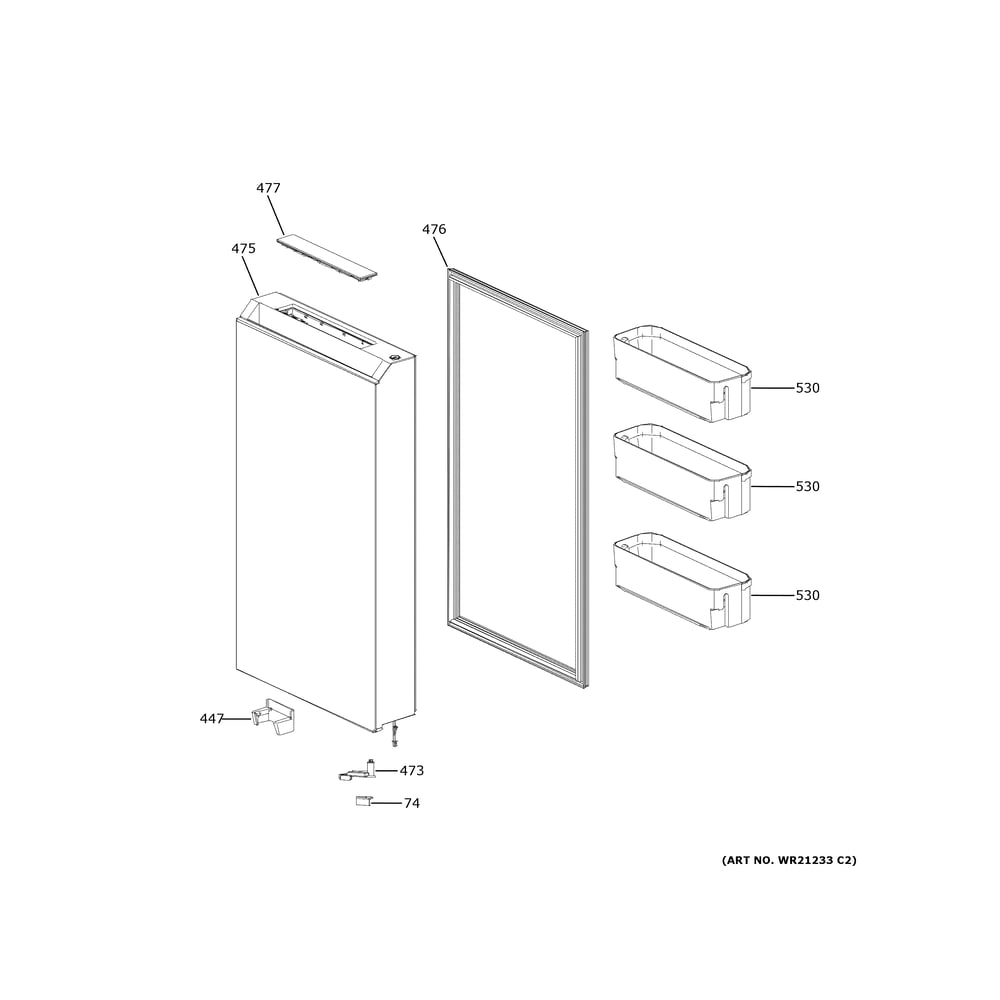 Convertible Door Diagram and Parts List for CHE23DM5WBS5  General Electric Refrigerator