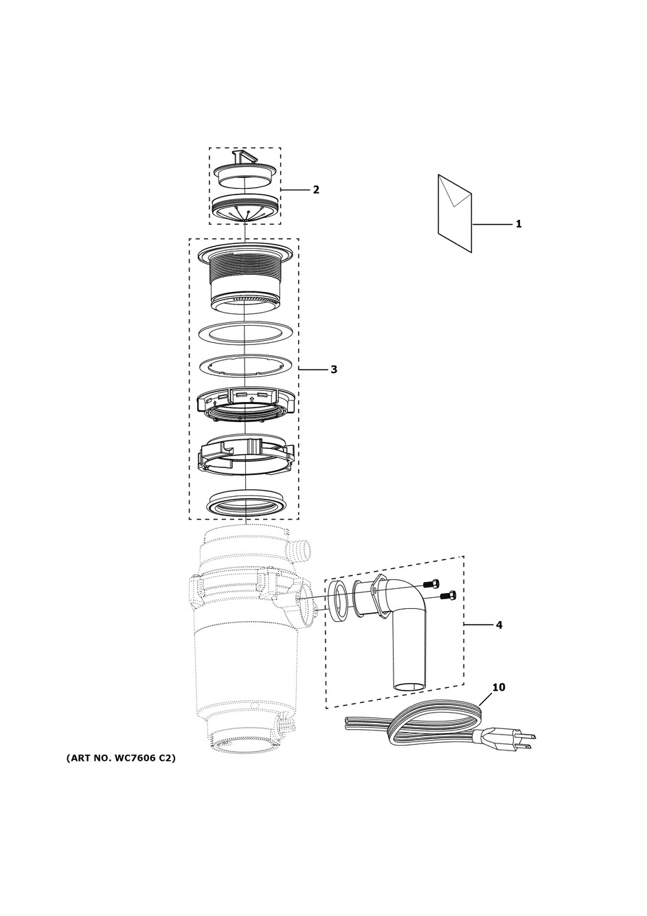 Disposer Diagram and Parts List for GFC525N  General Electric Food Waste Disposer