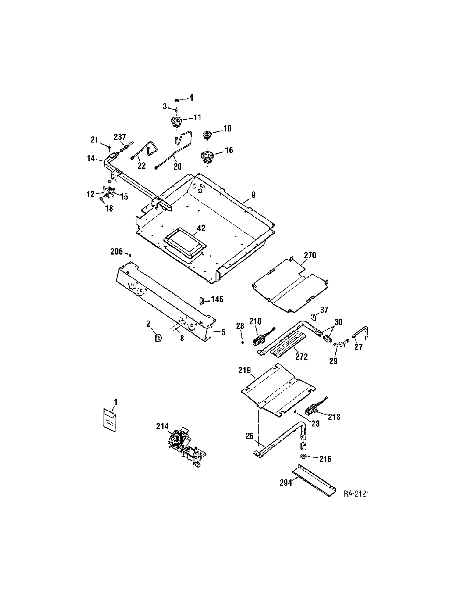 GAS PARTS Diagram and Parts List for JGBP35BEL1BB  General Electric Range